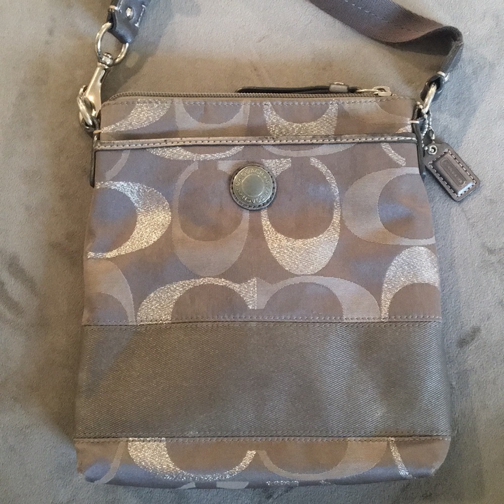 Silver Coach Crossbody Purse